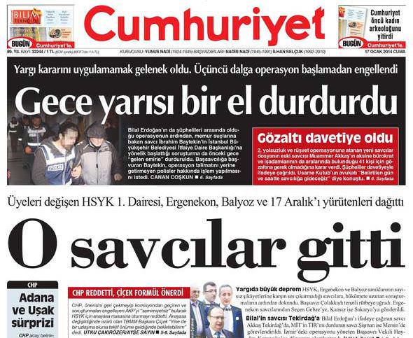 İşte Cumhuriyet'in ihanet manşetleri