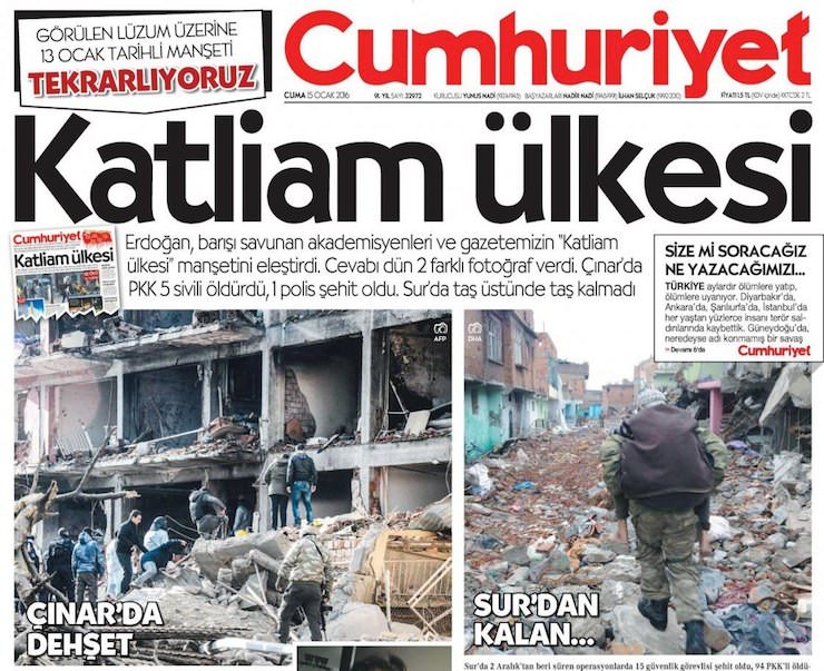 İşte Cumhuriyet'in ihanet manşetleri